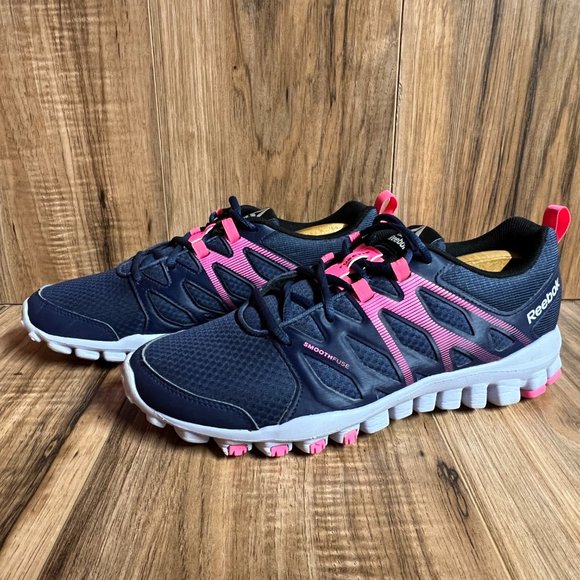 Reebok RealFlex Train 4.0 Womens Running Shoes Blue Pink AR3055 EUC Size 8.5 - Picture 2 of 7